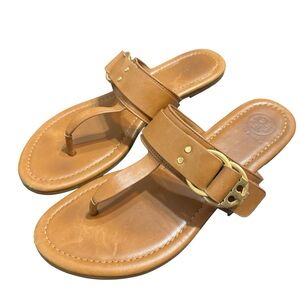 Tory Burch Brown Leather T-Strap Sandals Sz 7